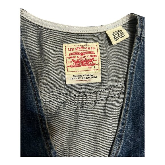 Levi’s Premium Braided Denim Vest L Dark Wash Western Boho Retro Festival - Picture 10 of 10